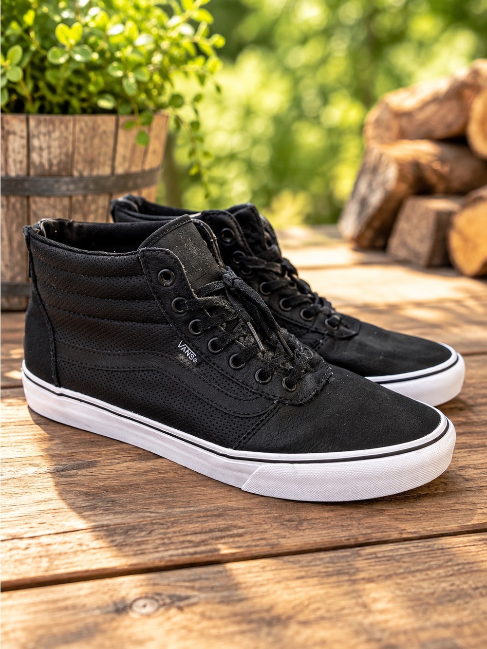 Vans Black High-Top Sneakers with White Sole